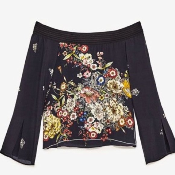 ZARA GORGEOUS OFF SHOULDER BLOUSE SIZE M IN BLACK - Picture 2 of 4
